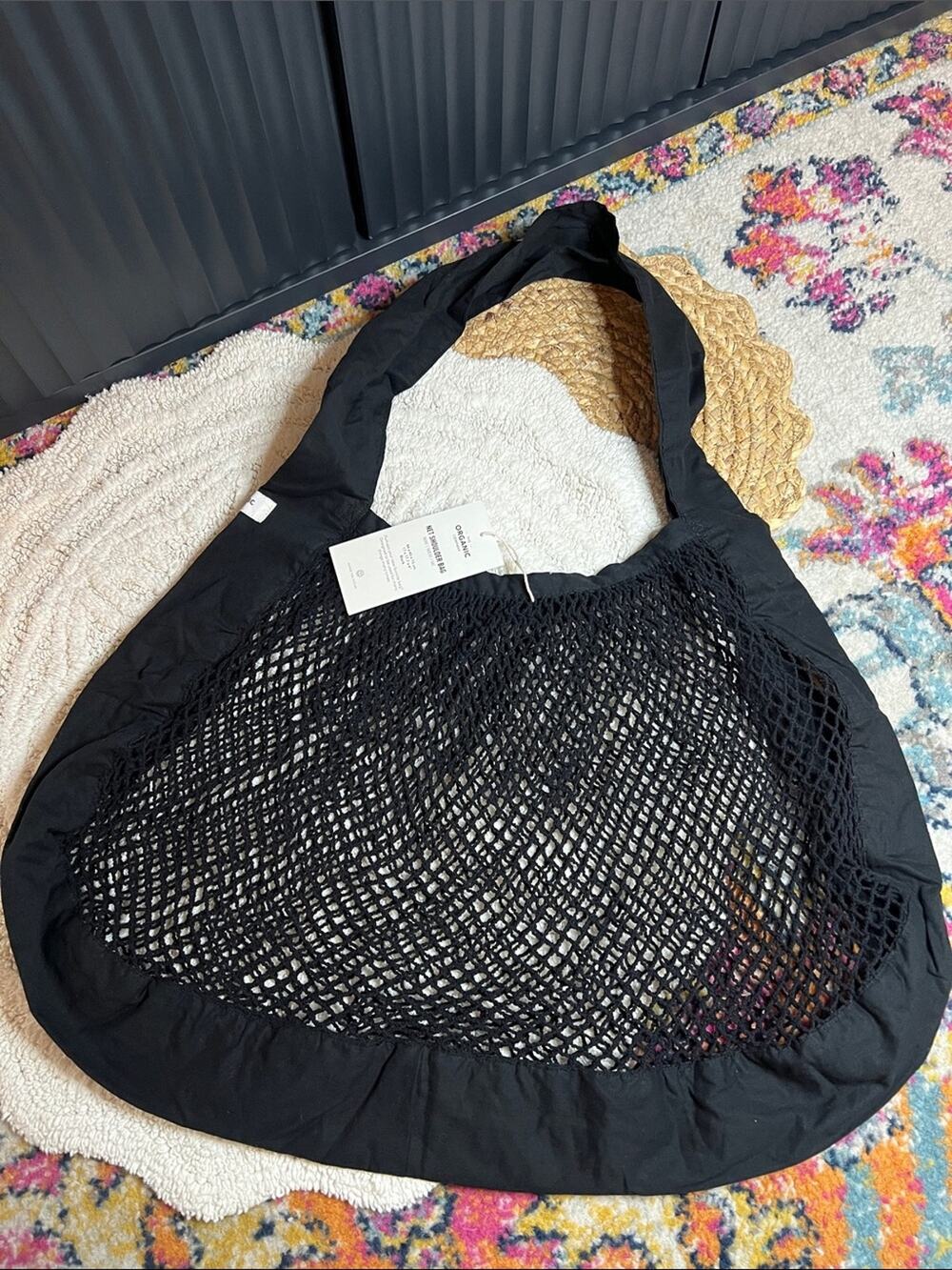 The Organic Company NET SHOULDER BAG Black Grocery Farmers Market Shopping Tote